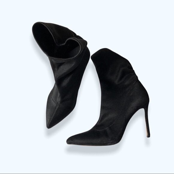 𝅺Badgley Mischka Stiletto Boots Jewel Ronny Shimmer Pointed Toe Evening Sock - Picture 2 of 11